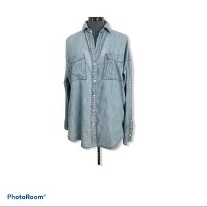 GAP 1969 Oversized Distressed Denim Shirt
